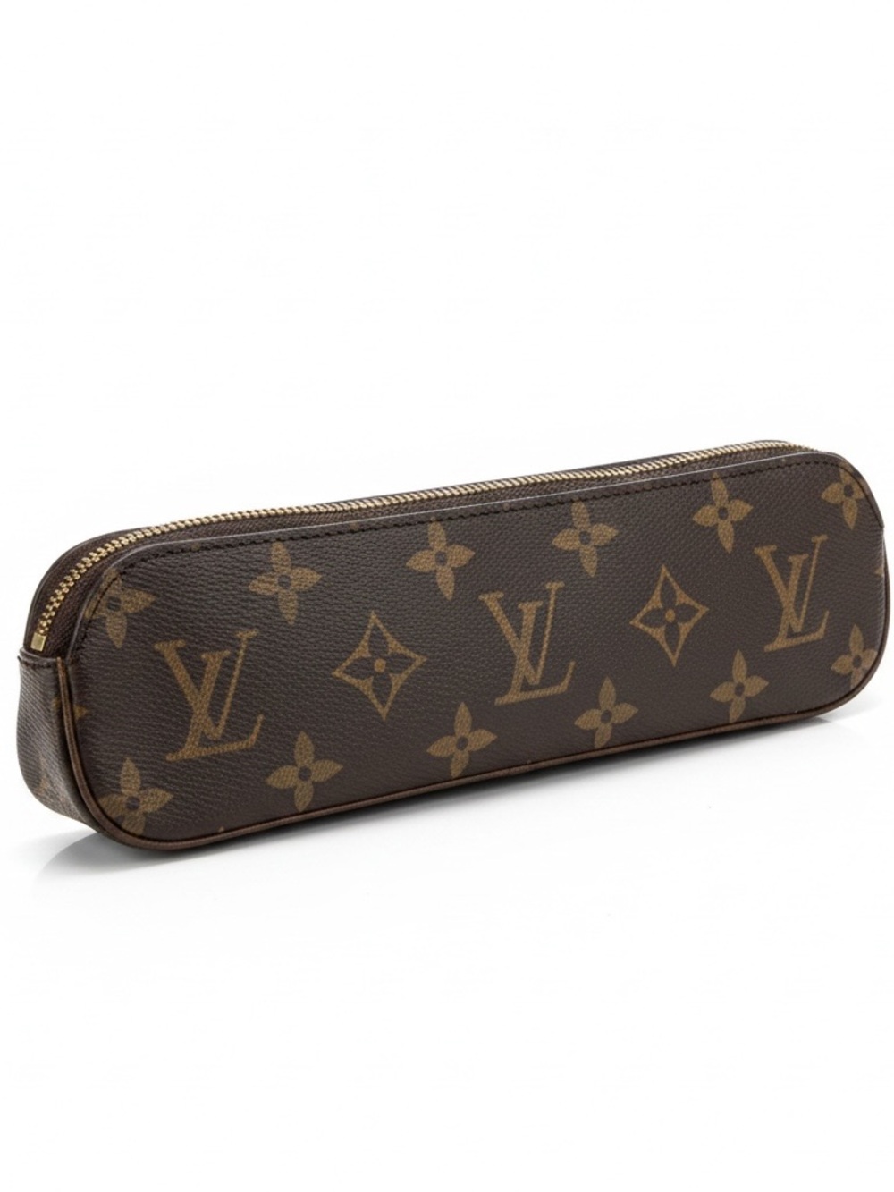 Designer Monogram Canvas Pencil accessory Case in Brown & Tan new